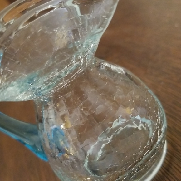 Vintage Clear Miniature Aqua Crackle Glass Pitcher - Picture 8 of 8
